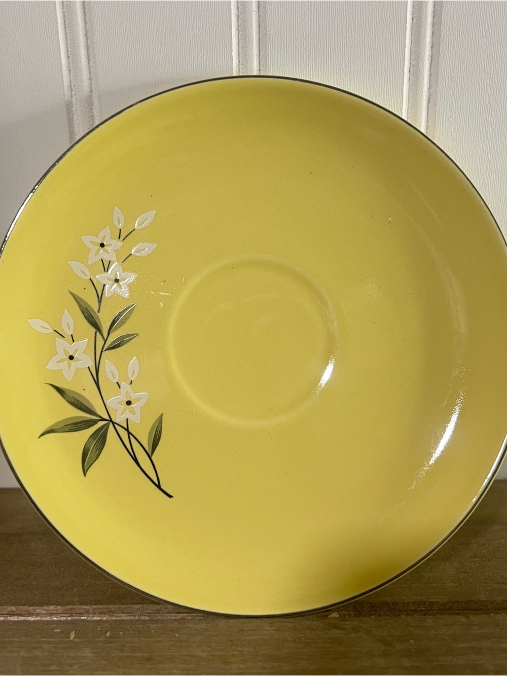 (4) Vintage W.S. George yellow floral saucers